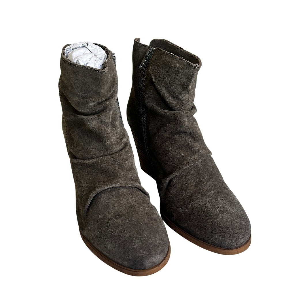 Diba Bailey Suede‎ Bootie Women 9.5 Gray Wedge Ankle Boot NWOB Soft Grunge Chic